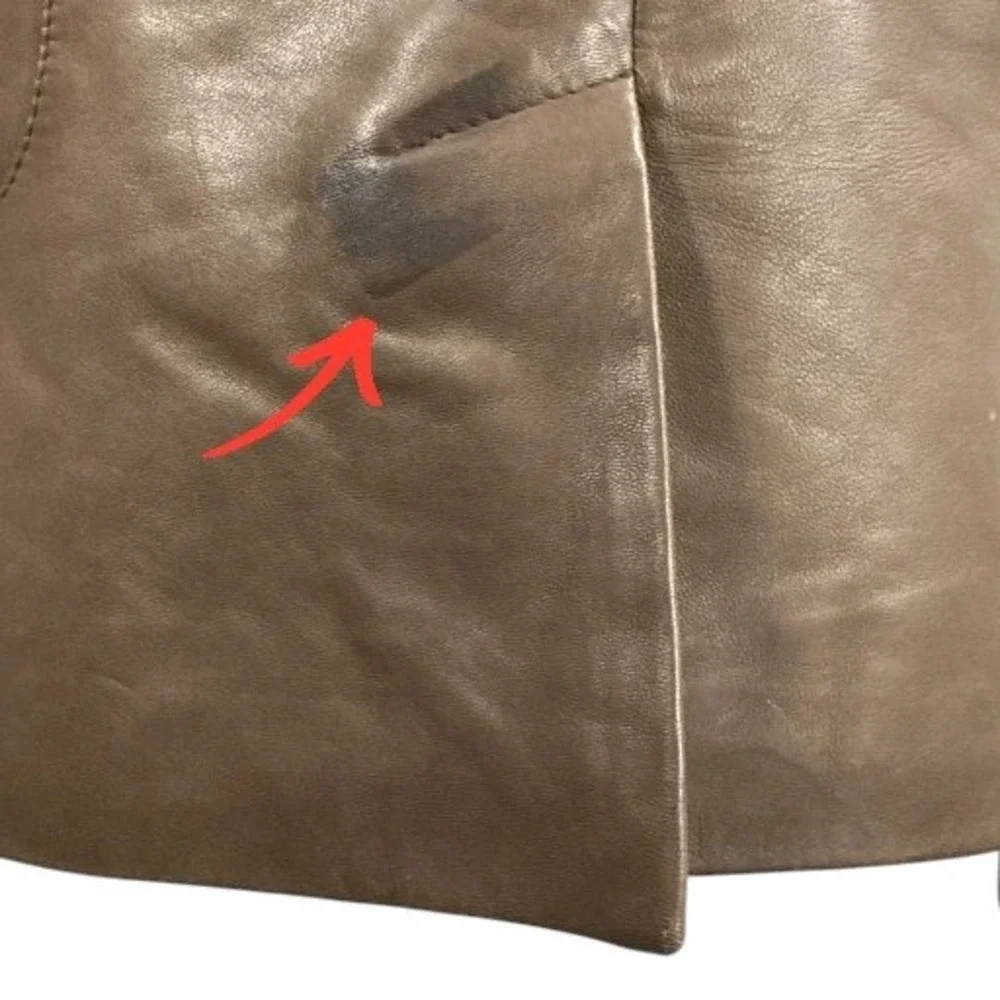 Tahari Leather‎ Blazer Jacket Womens Size L Brown Button Up Long Sleeve Career